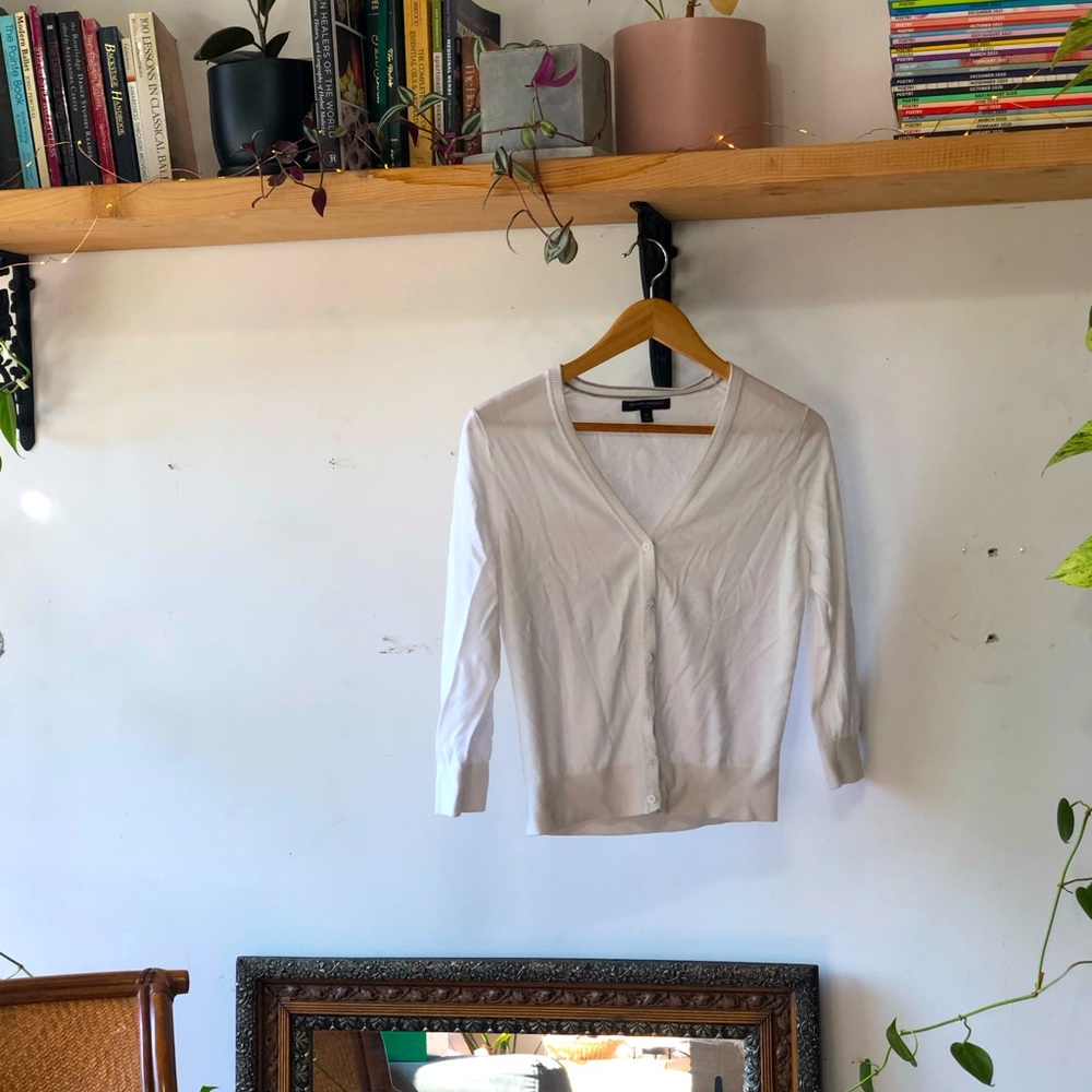 Banana Republic White Cardigan Sz M